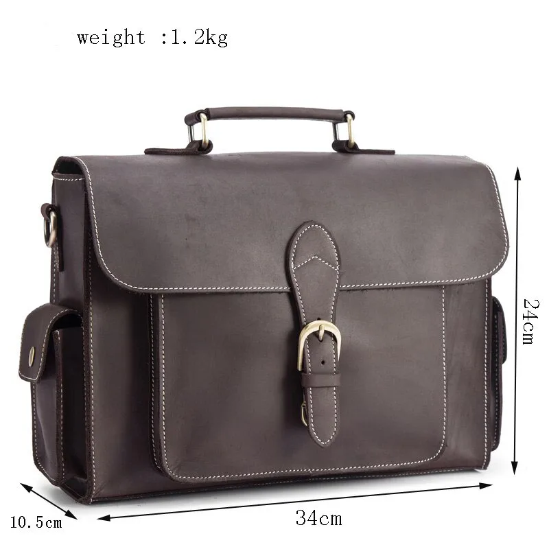 Genuine Leather 14 Inch Cowhide Men Briefcases Shoulder Crossbody Handbag Laptop iPad Bag Male Portfolio Tote Bags
