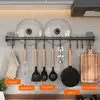 Kitchen Hook Rack Stainless Steel Wall Shelves Storage Utensils Holder Kitchen Accessories Organizer Wall storage rack no punch 2