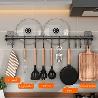 Kitchen Hook Rack Stainless Steel Wall Shelves Storage Utensils Holder Kitchen Accessories Organizer Wall storage rack no punch 2