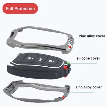 Custodia portachiavi per auto in lega di zinco 5008 DS5 DS6 per Peugeot 208 DS3 per Citroen C4 C5 X7 custodia per chiave remota intelligente in gomma siliconica - Custodia portachiavi per auto in lega di zinco 5008 DS5 DS6 per Peugeot 208 DS3