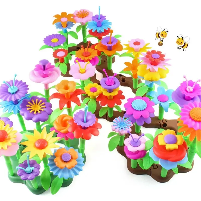 DIY CHILDREN'S Toys Handmade Flower Arrangement Puzzle Blocks Assembly Family Hundred Small Garden,puzzle toys,building blocks toys,educational garden toy