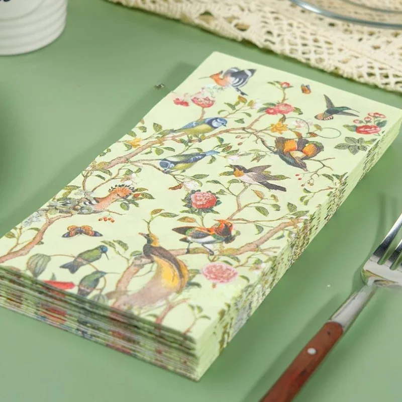 33*40cm 2-Ply Vintage Flower Bush Birds Wedding Long Tissue Paper Party Disposable Paper Butterfly Bone Bart 20pcs/Pac