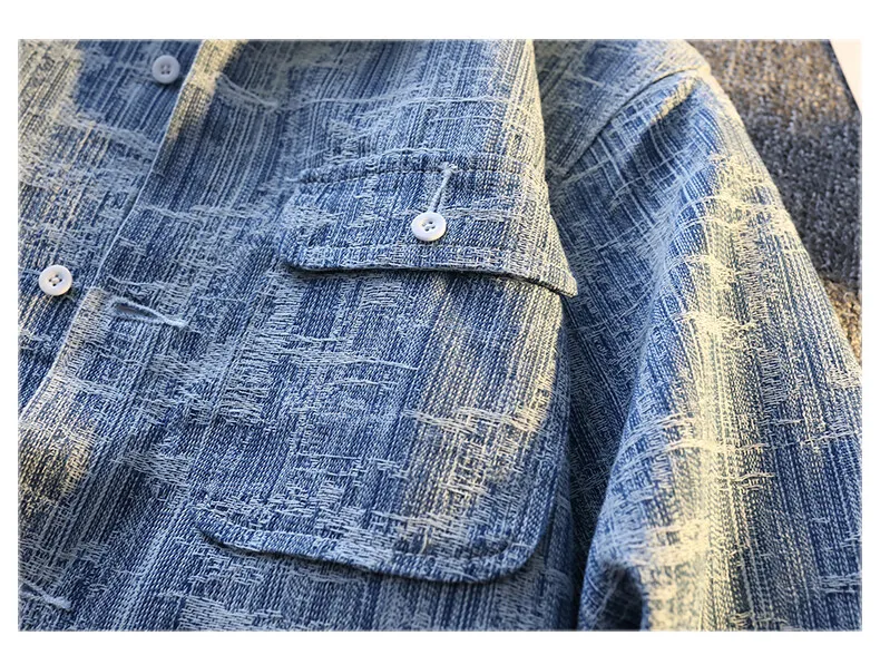 Klassische Herren-Jeansjacken aus blauem Karo-Baumwolldenim – Lässige Streetwear, winddichte Oberteile für Frühling/Herbst 2026 – Jugend-Jeansmäntel – Detail 13