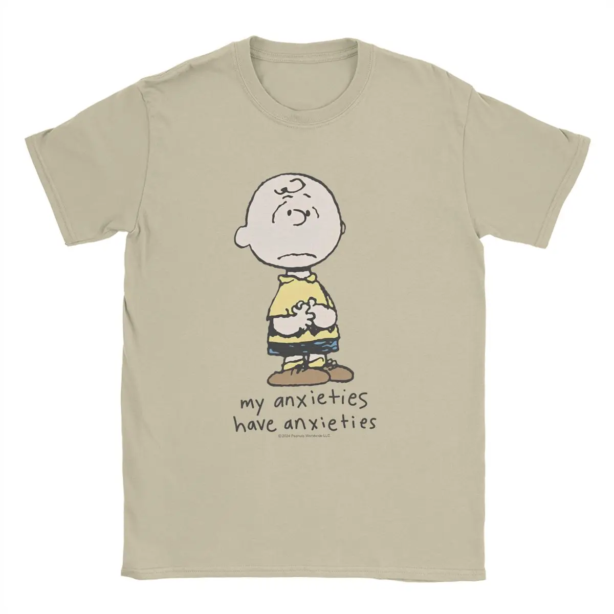 thumbnail image 1 of Camiseta oficial de Peanuts Charlie Brown Anxieties Snoopy para hombre, ropa de algodón, divertida camiseta de manga corta con cuello redondo, camiseta de talla grande, 1 of 5