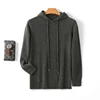 Autumn and winter cashmere sweater men's hooded loose sweater 100% pure wool solid color bottoming sweater 6