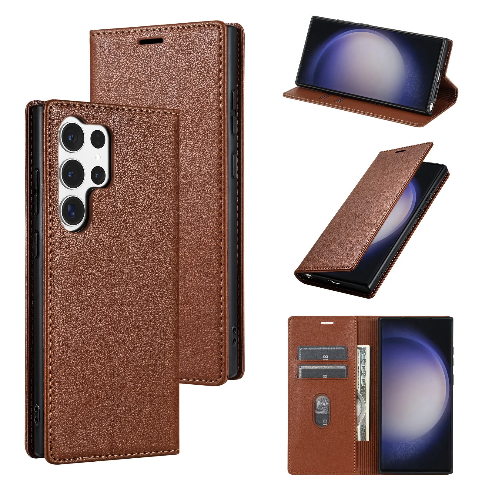 Ultradünne Retro Flip Leder Brieftasche Fall für Samsung S25 S24 S23 S22 S21 S20 Ultra FE S10 S9 S8 Plus S7 Karte Slot Halter Abdeckung – Detail 2