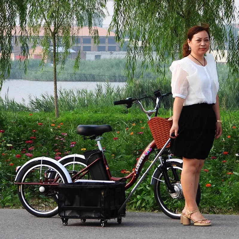 Adult Electric Tricycles With Pull Basket Seat Three Wheel 48V 350W Fashion Electric City Bike Women Lithium Battery