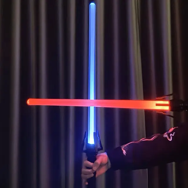2PCS 2-in-1 Laser Sword Red and Blue Double Saber Transformation Children's Gift Cosplay Weapon Boy Toy 5