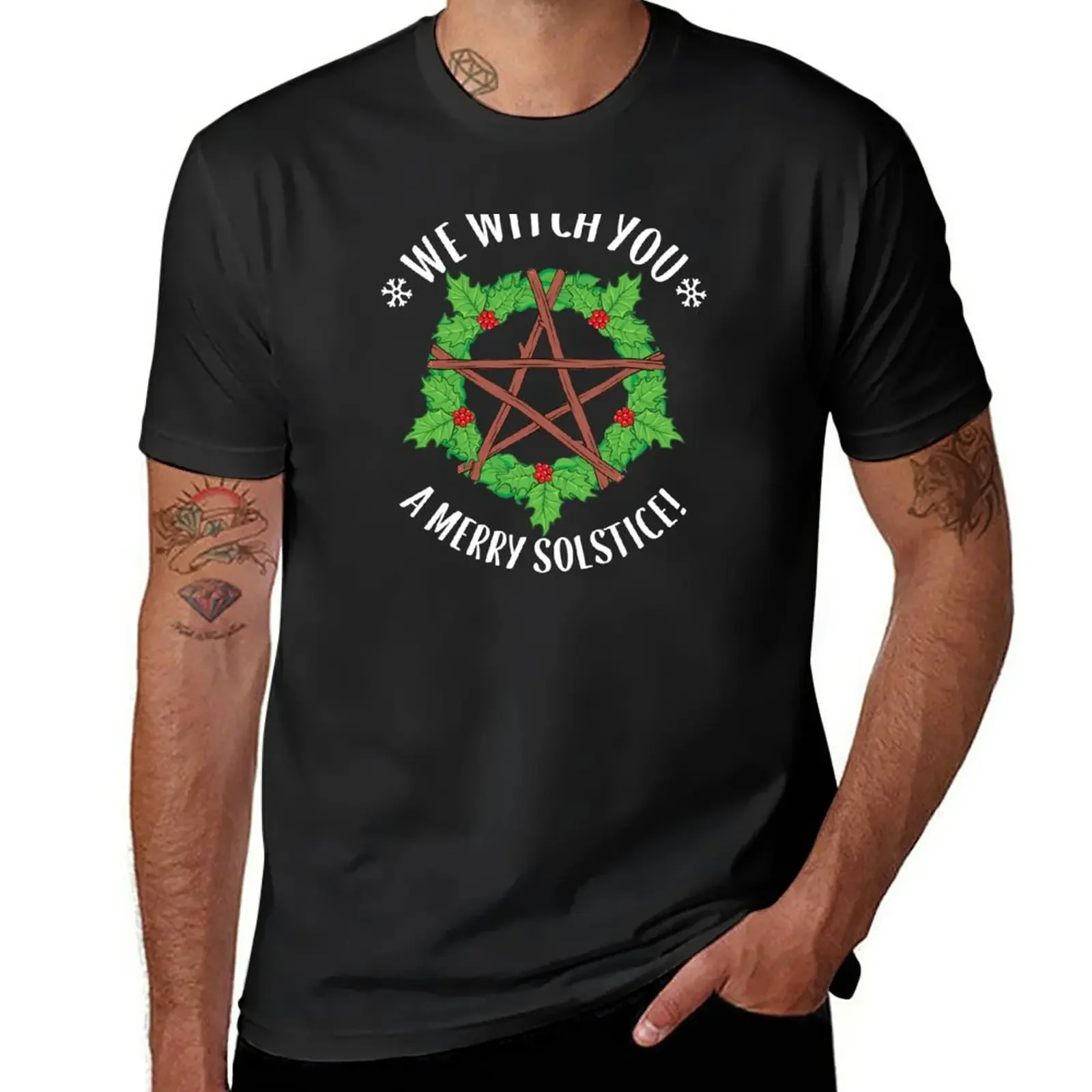 

Yule Pagan We Witch You A Merry Winter Solstice product T-Shirt oversizeds shirts graphic tees funnys mens tall t shirts