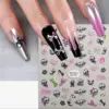 3pcs 5D Halloween Nail Art Stickers Y2K Pumpkin Skull Bone Ghost Cross Design Adhesive  Nail Decals for Manicure Decoration 2