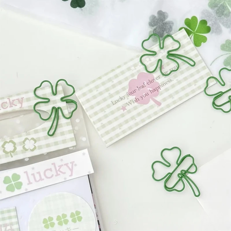 Binder Clips Paper Clips 10Pcs/set Sweet Korean Green Leaf Paper Clips Creative Design Fashion Binder Clip Cute Non-sticky Note Scrapbook Paper Clip