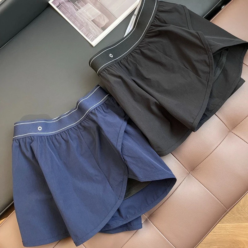 Summer New Casual Shorts Elastic High Waisted Running Women's Sports Shorts Black Loose Quick Drying Breathable Wide Leg Shorts 6