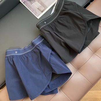 Summer New Casual Shorts Elastic High Waisted Running Women's Sports Shorts Black Loose Quick Drying Breathable Wide Leg Shorts 6