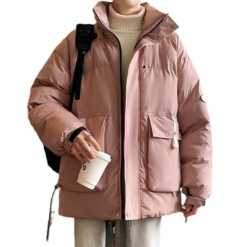 Colorful Men's Winter Jacket Korean Men's Puffer Coats Large Pocket Oversize Outwear Harajuku Hip Hop Winter Parka Male Clothing