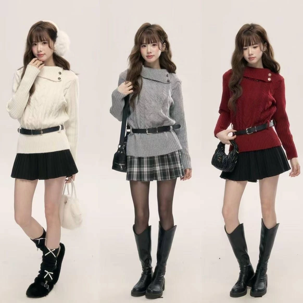 Preppy Style Sweet Knitted Sweater 2000s Aesthetic Gyaru Chic Korean Y2k Jumper Sweater Long Sleeve Coquette Knitwears 6