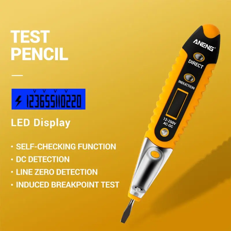 

Tester Portable for DC 12-250V for DC Detector Pen Electri Dropship
