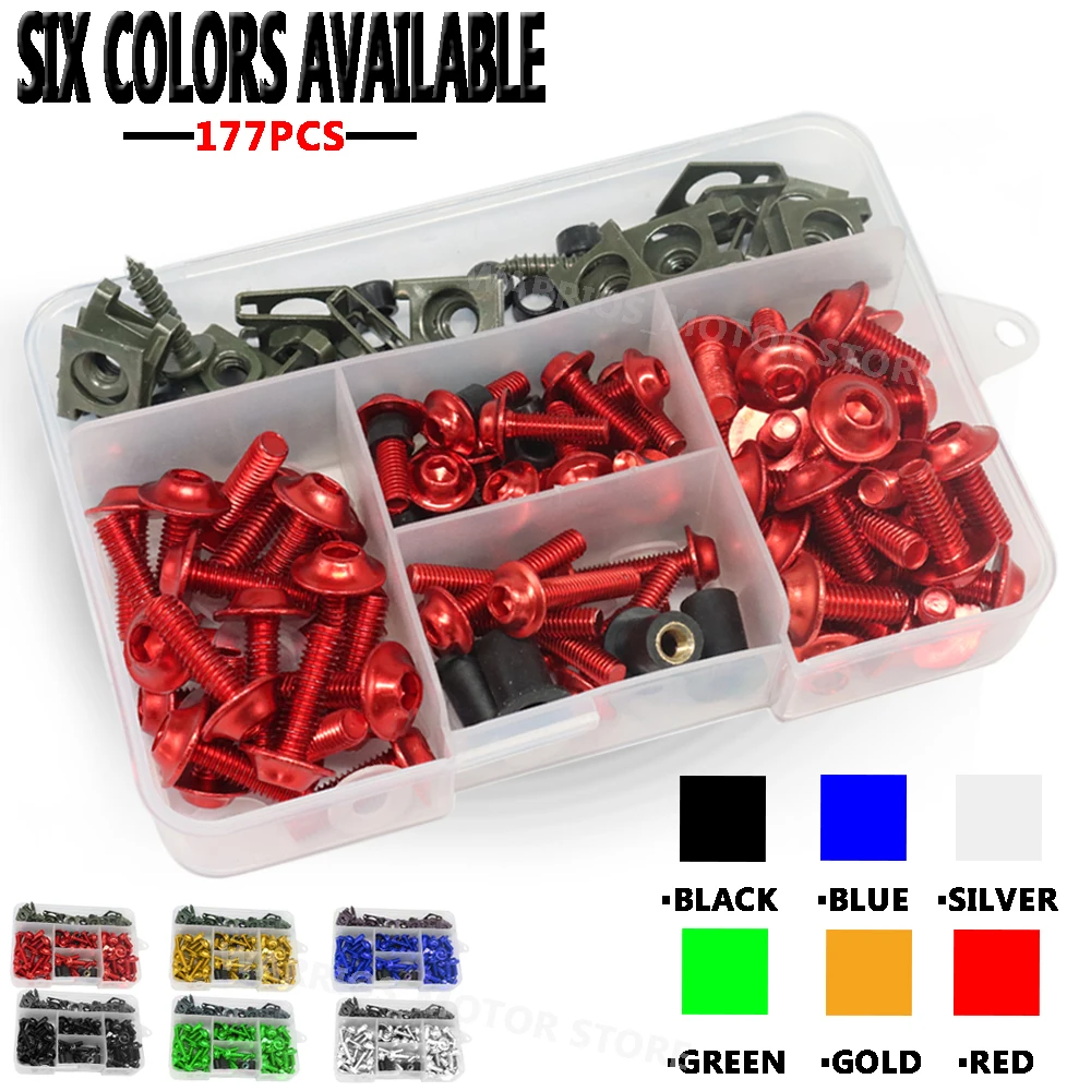 

177PCS/Set Motorcycle Fairing Bolts Kit CNC Bodywork Screws Nut For Honda Yamaha Kawasaki BMW SUZUKI Pit Dirt Bike