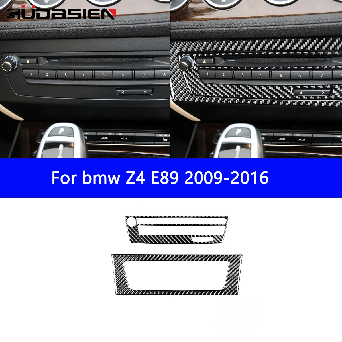 

For BMW Z4 Series E89 2009-2016 Car Central Control CD Button Panel Decorative Cover Frame Sticker Carbon Fiber Accessories