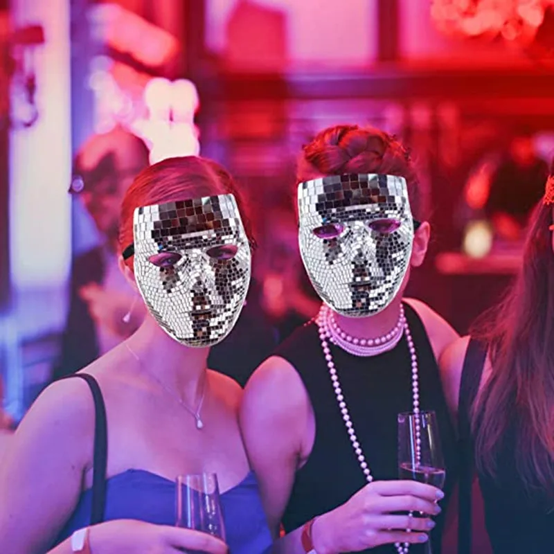 Earthradius Disco-Spiegelkugel, Glitzer-Helmmaske, Spiegel-Kostüm für Damen und Herren, DJ-Club, Bühne, Bar, Tanz, Party, Spiegel, Mann-Show (30 cm
