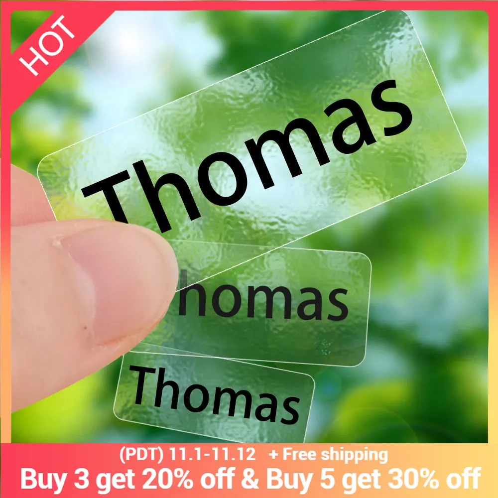 Étiquette Autocollante Personnalisée et Transparente, Imperméable, Nom, École, Maternelle, Hébreu, pour Enfants