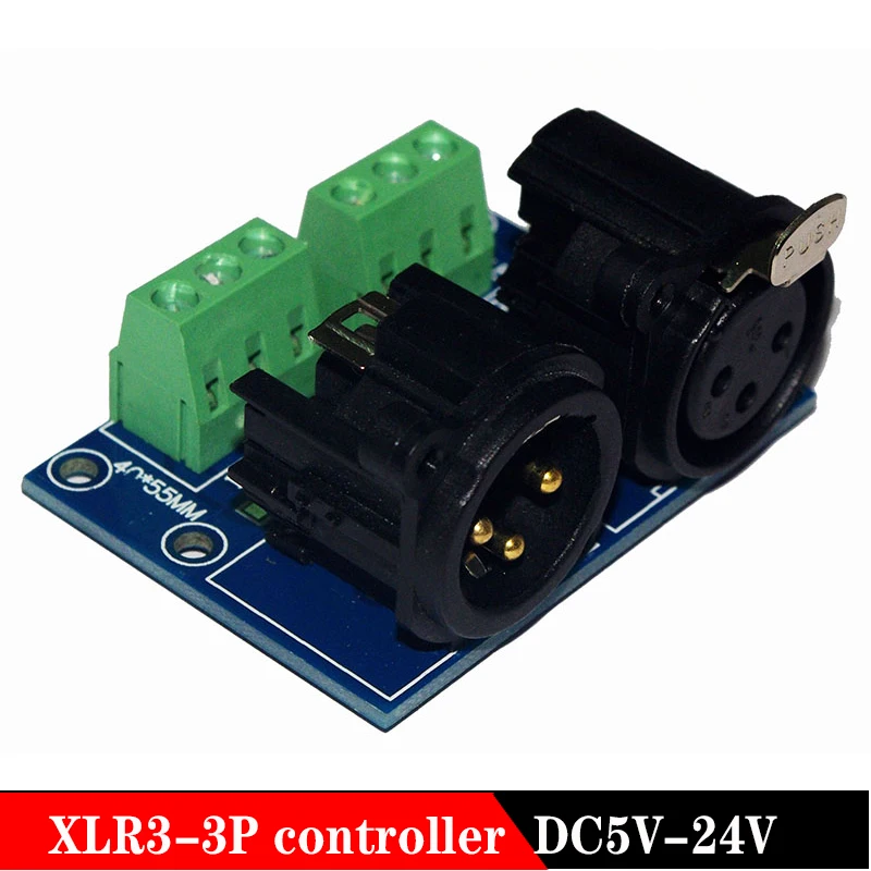 XLR3-3P XLR TO 3P DMX512 Relays connector  terminal adapter use for DMX 512 LED decoder controller