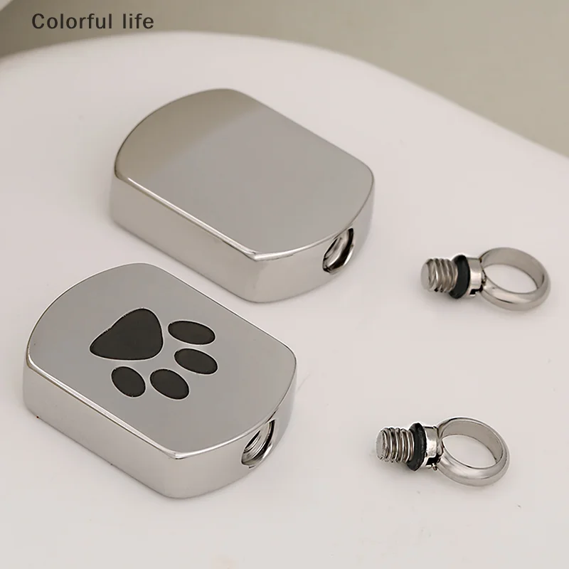 Pet Paw Stainless Steel Memorial Urn Pendants Dog Cat Ashes Holder Cremation Necklace Memorial Jewelry Pet Pendants