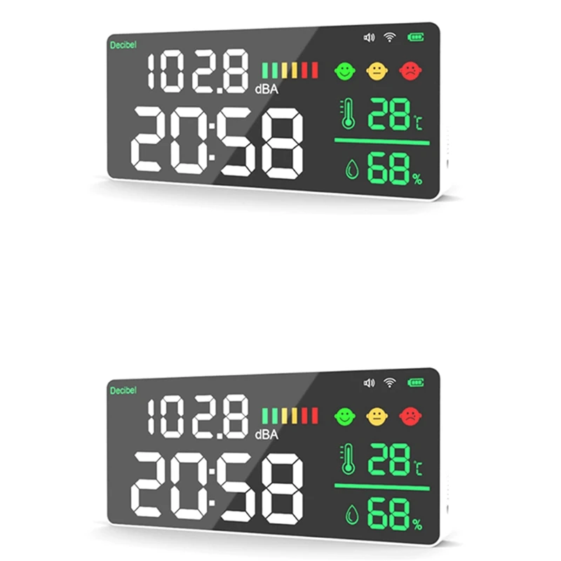 

Hot 2X TUYA Wifi Digital Decibel Sound Meter Wall Mounted Smart Noise Tester Temperature And Humidity Monitor