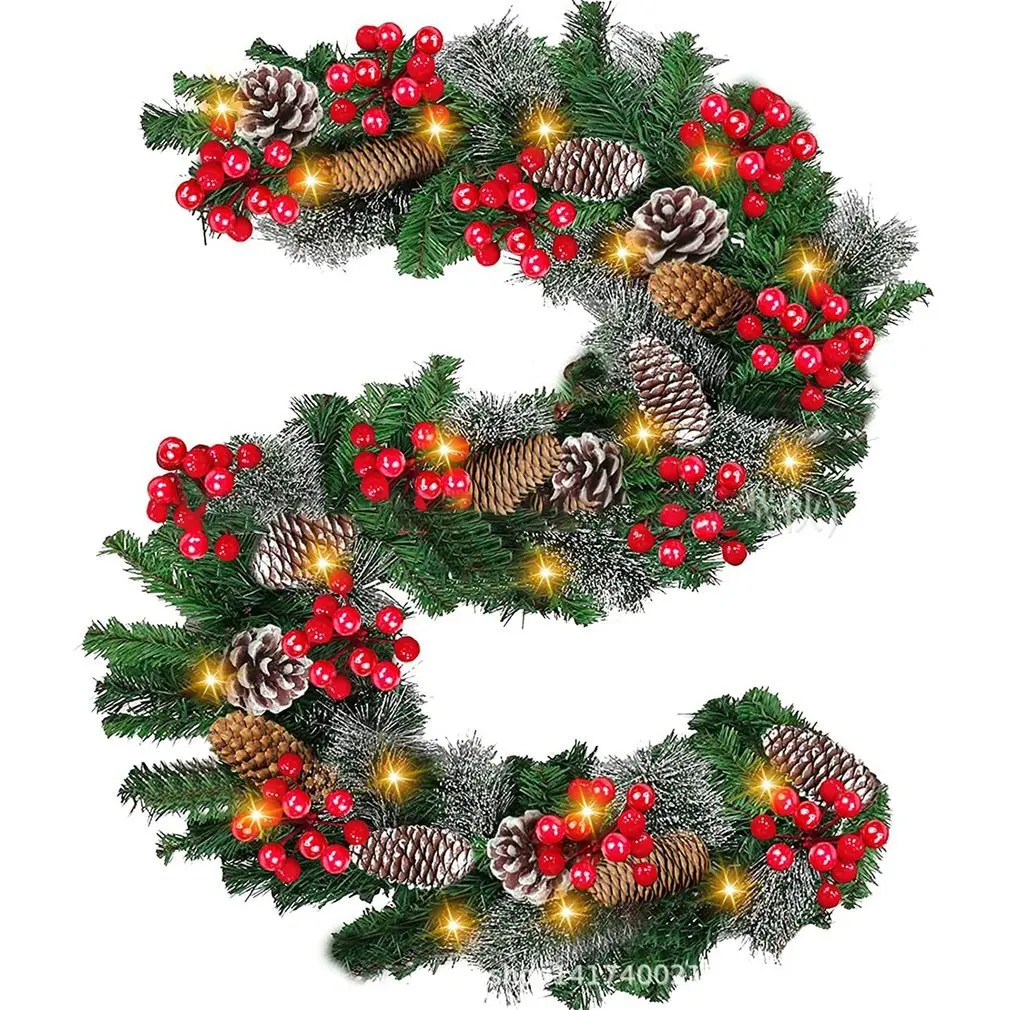 

2.7m LED Light Christmas Rattan wreath Luxury Christmas Decorations Garland Decoration Rattan with Lights Xmas Home Party