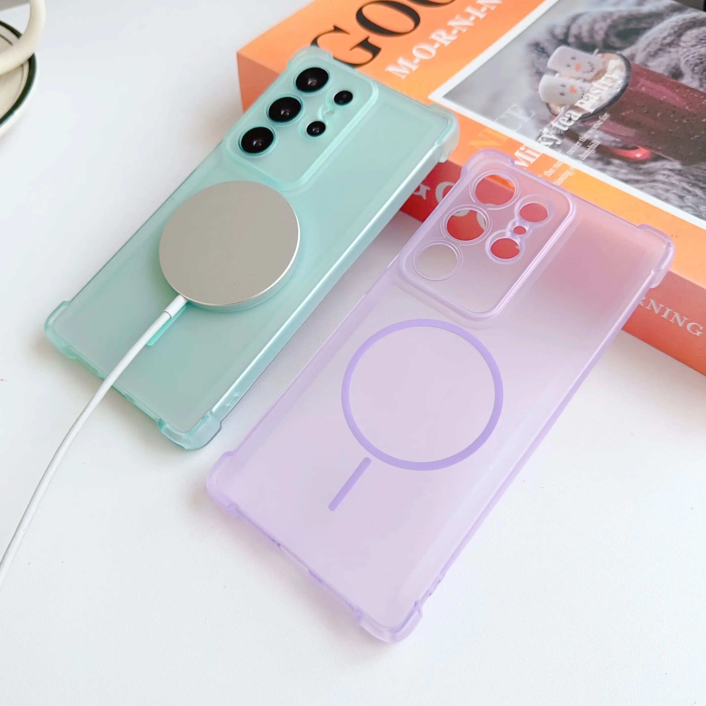 Matte Magnetic Translucent Soft Case with Four-Corner Airbag Protection
