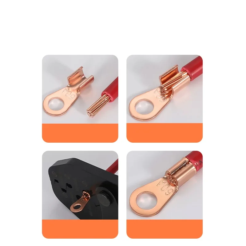 Copper OT Terminal 10/50PCS Non-Insulated Wire Connector Bare Electrical Cable Terminals Lug Battery Ring Crimp Terminal 10-100A