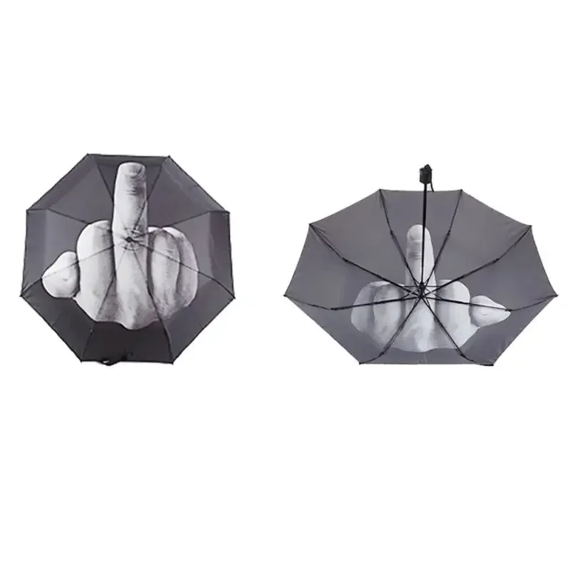 Creative Personality Umbrella Middle Finger Folding Windproof Travel Umbrella 8 Rib Rainy Day Accessories Unique Fashion Brand