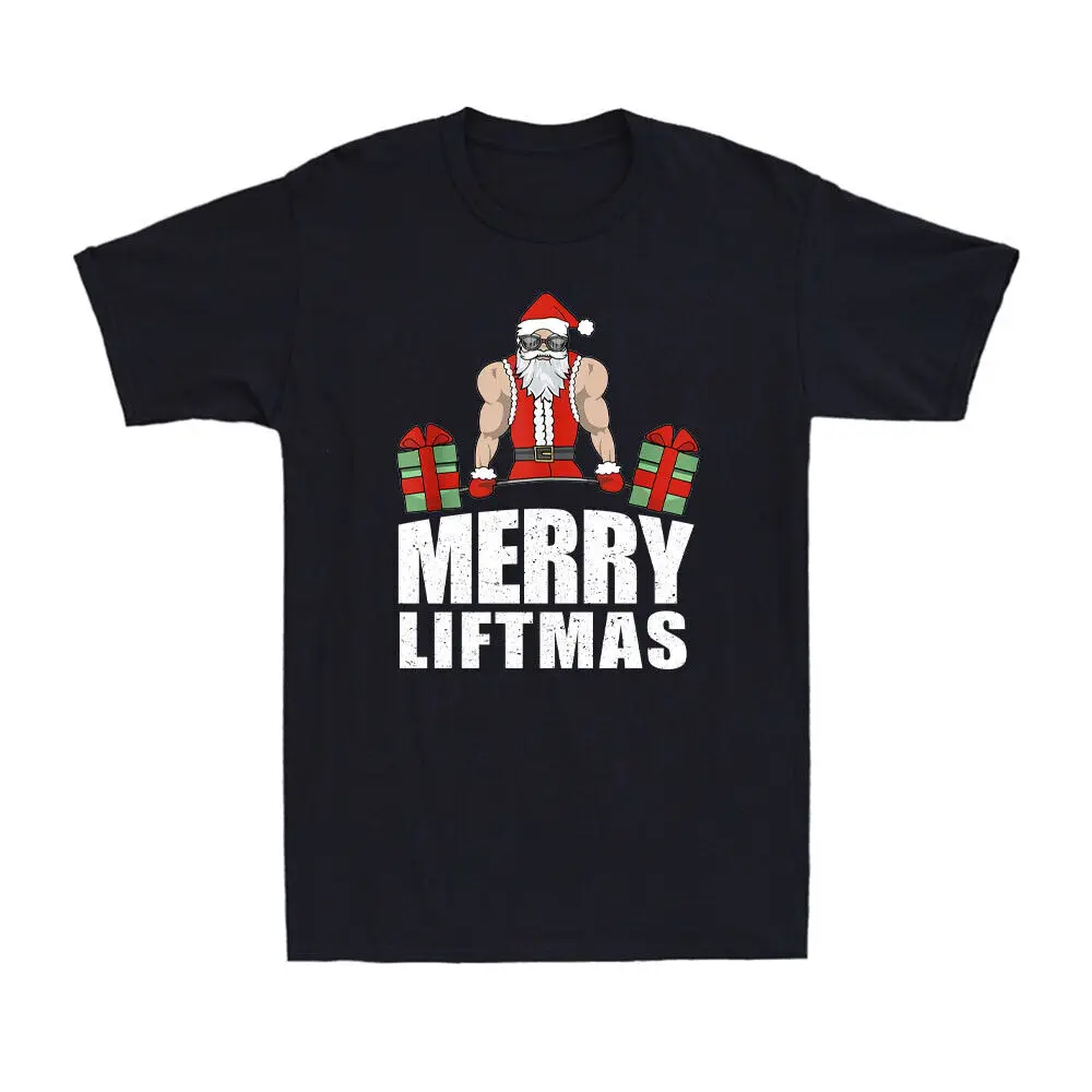 

Рождественская Винтажная футболка унисекс Merry Liftmas для тренировок, фитнеса, бодибилдинга, летняя футболка с коротким рукавом из 100% хлопка