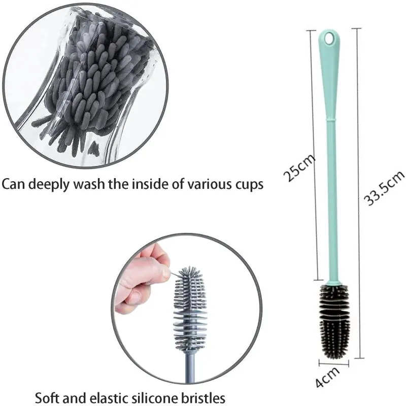 Silicone Milk Bottle Brush Cup Scrubber Glass Cleaner Long Handle Drink Bottle Clean Brush Kitchen Cleaning Tool cleaning brush kitchen tools