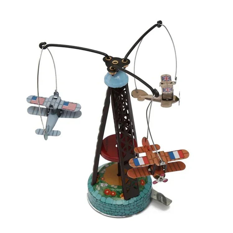 Wind Up Toy Metal Tin Rotate The Toys Plane Funny Collection Retro Mechanical Toy Figures Model Kids Gift Clockwork