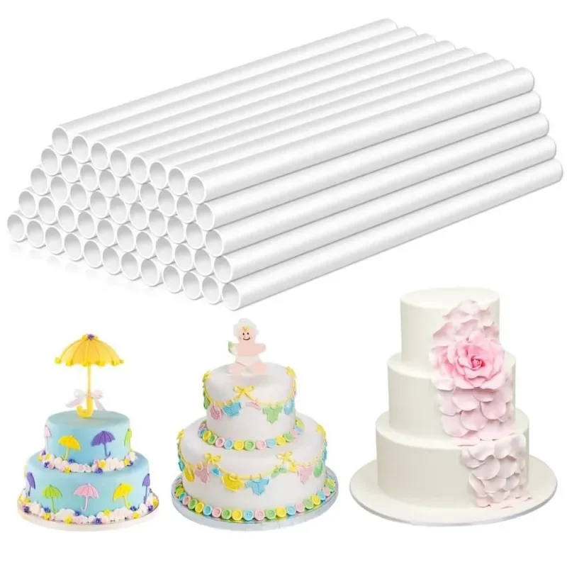 10/24/30/50PCS 계층화 된 케이크 건설 및 스태킹 지원 케이크 라운드 Dowels 빨대에 대 한 흰색 플라스틱 케이크 Dowel 막대