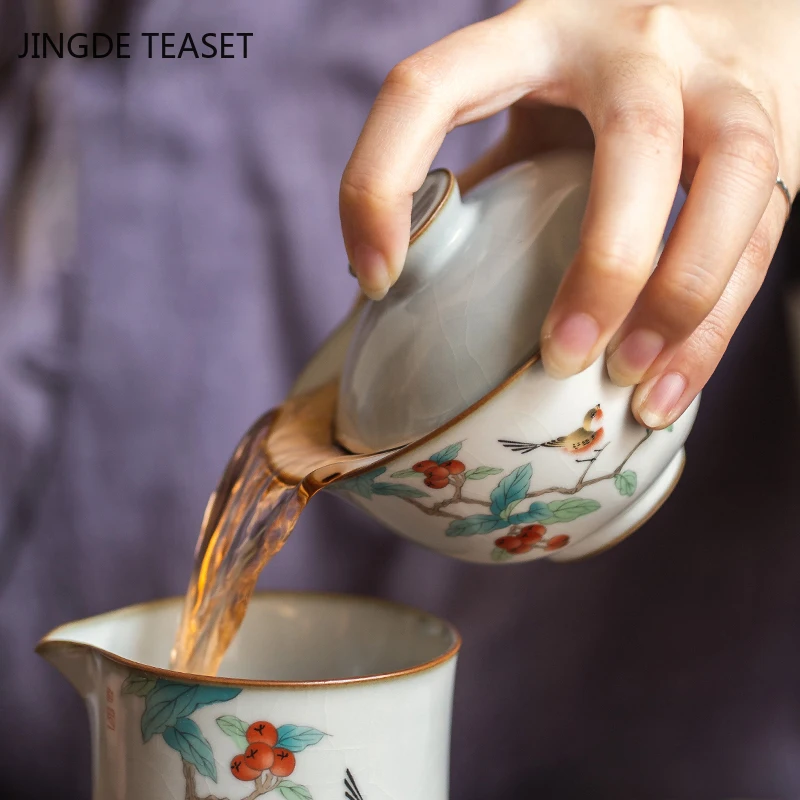 Dehua Vintage ceramic Tea Gaiwan Teacup Handmade Tea tureen Chinese Ru Kiln set Accessories Ceremony Drinkware 150ml