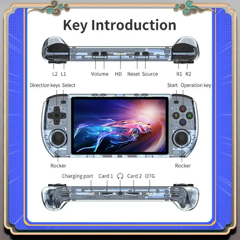 RGB10 Max3 Retro Game Console 16G+128G 5.0 Inch Handheld Video Game Console For MAME PSP N64 GBA NDS Emulator Durable B