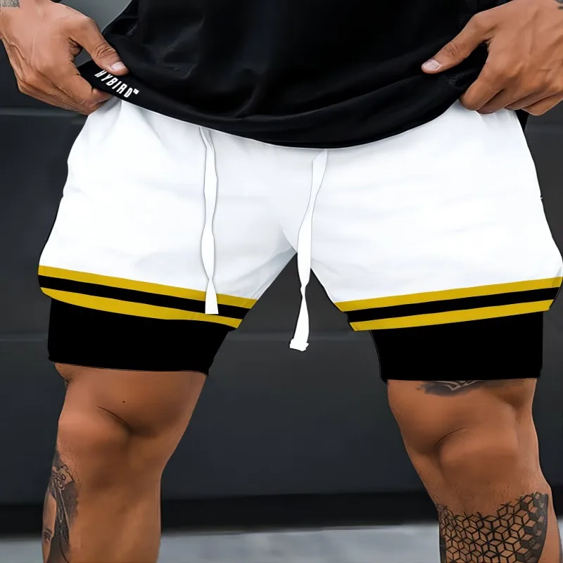 

Summer Anime Fitness Sexy Shorts Comfortable Man Brand Gym Sports Casual Large Shorts Double Layer
