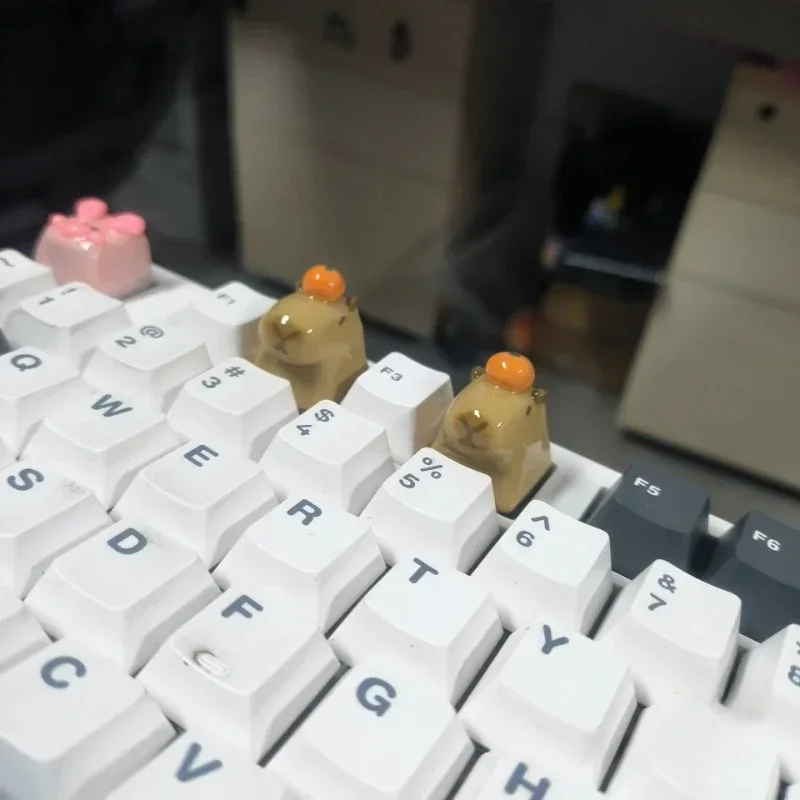 Echome-cute Capybara Keycap Anime Key Cap 3d Resina Cap Teclado Custom Kawaii Acessórios Teclado Mecânico Presente - Imagem 5