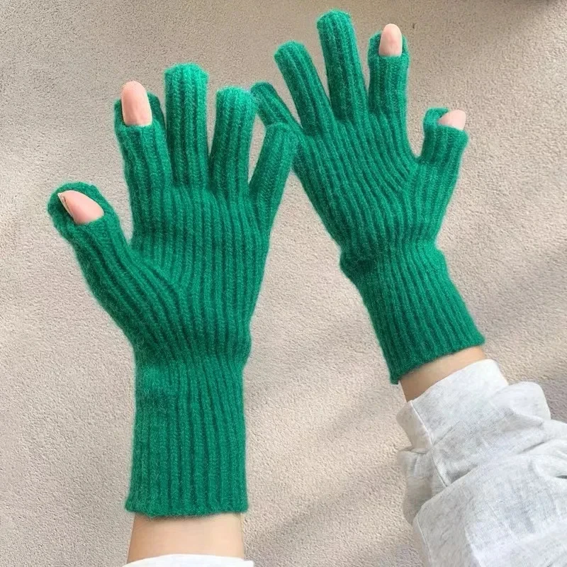 New Touch Screen Gloves for Playing Phone Women Winter Thicken Warm Knitted Stretch Gloves Full Finger Outdoor Skiing Y2K