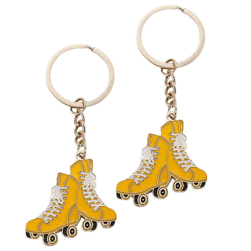 2 Pcs Skate Keychain Gifts for Household Roller Skates Handset Pendant Metal Keychains Girls
