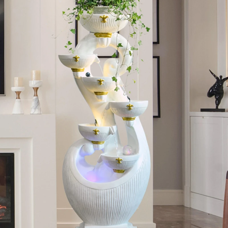 

Circulating Waterscape Decoration beside TV Cabinet Living Room Interior Make a Fortune as Endless as Flowing Water Fountain