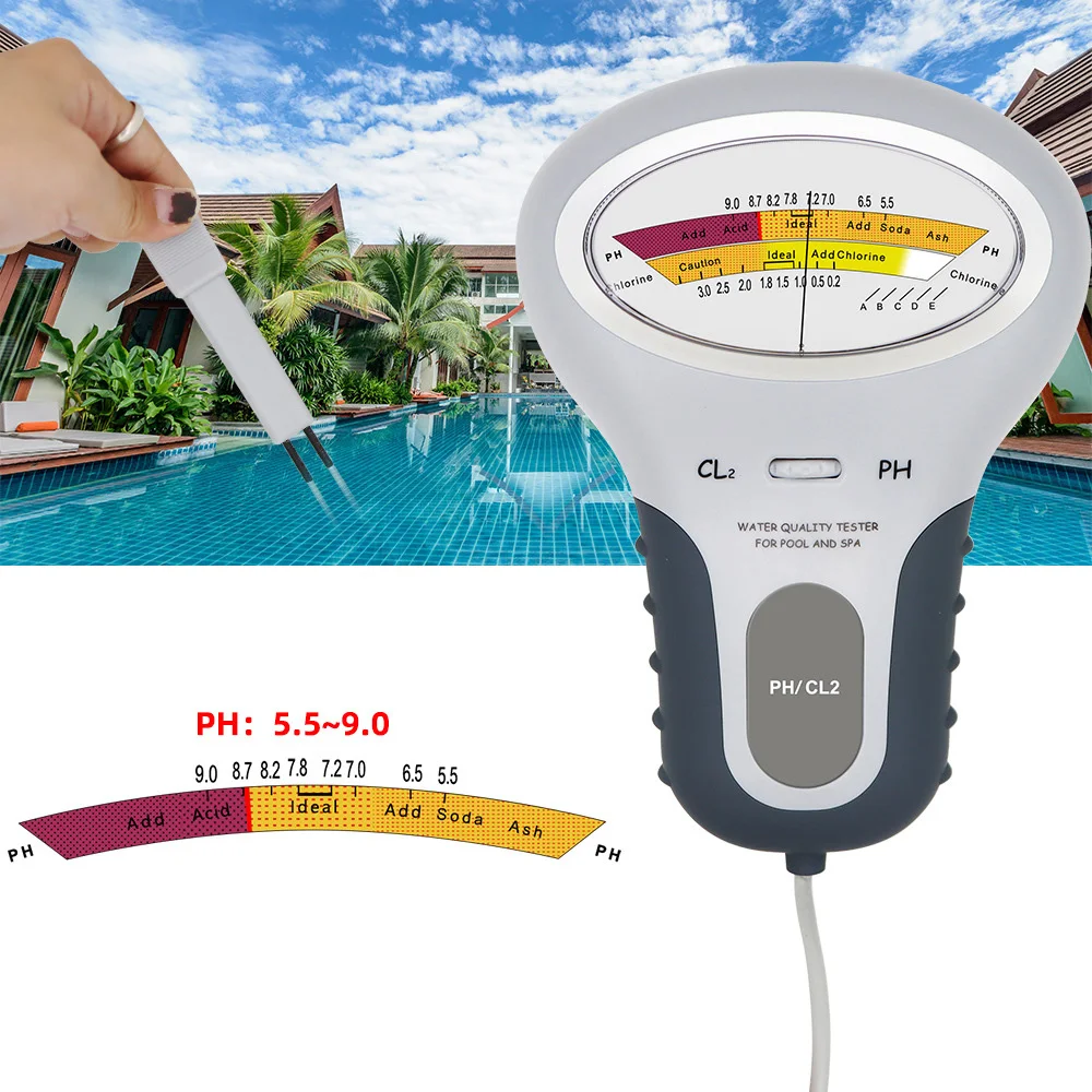 

PC-102 2 в 1 тестер PH тестер воды и хлора CL2 измеритель PH-хлора тестер качества воды устройство тестирования для бассейна спа