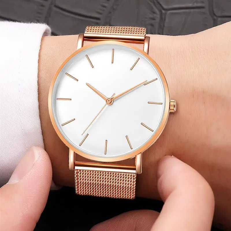 

Men's Fashion Watches 2021 Minimalist Simple Ultra Thin Men Business Stainless Steel Mesh Belt Quartz Watch relogio masculino