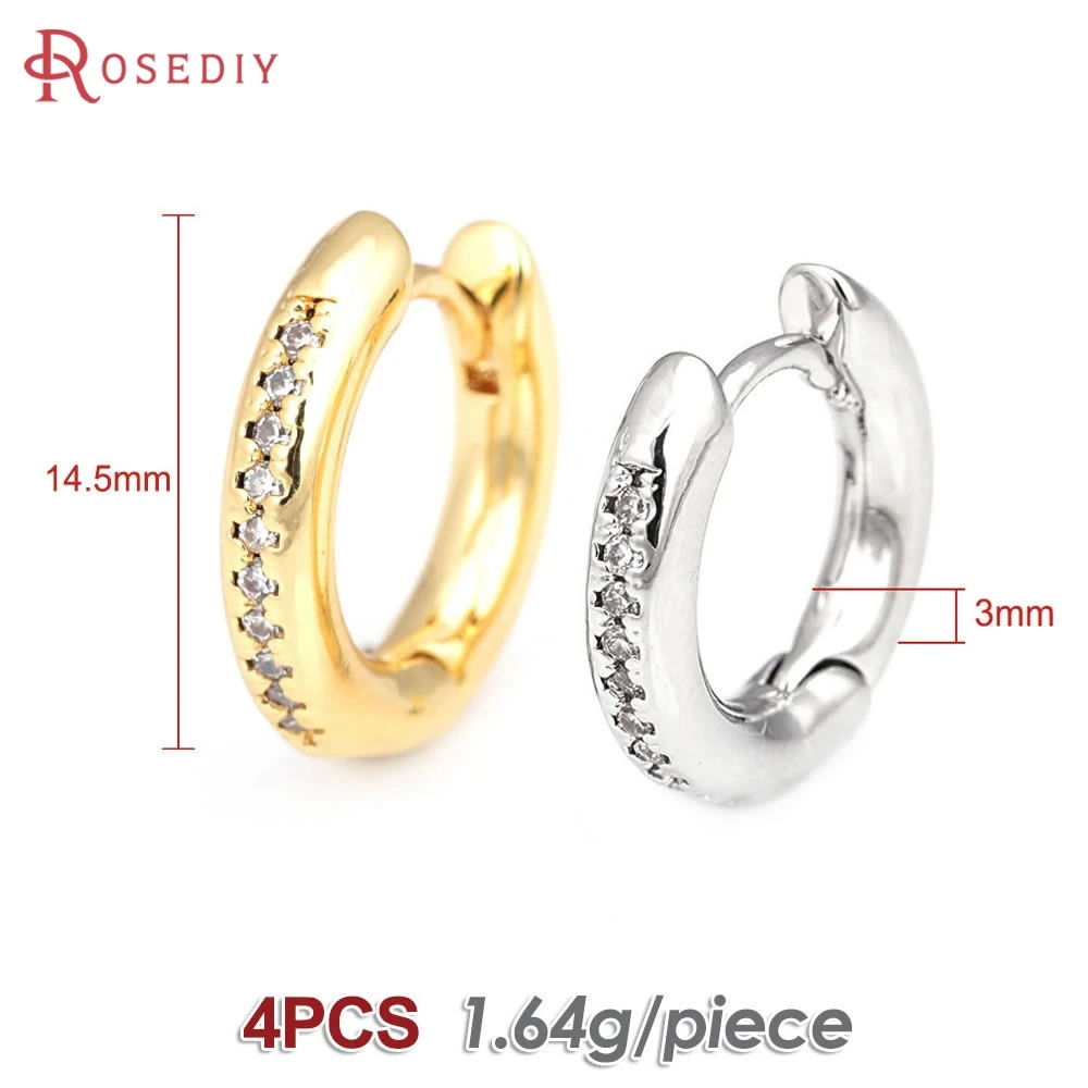Elegant Zircon-Embellished 18K Gold Color Brass Loop Earring Hooks