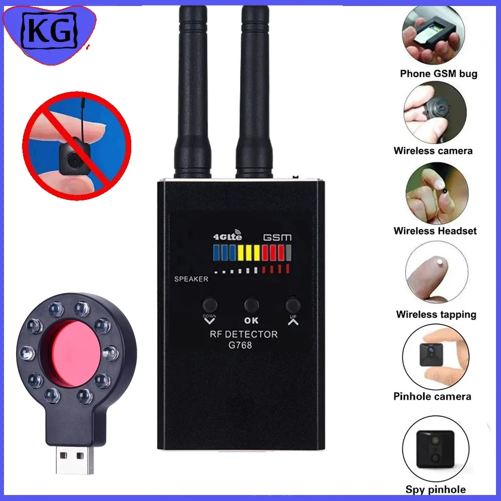 

Profession RF Signal Detector Anti-Spy Tapping Anti Spy Gadgets Eavesdropping Pinhole Audio Bug GSM Device Finder Camera Detect