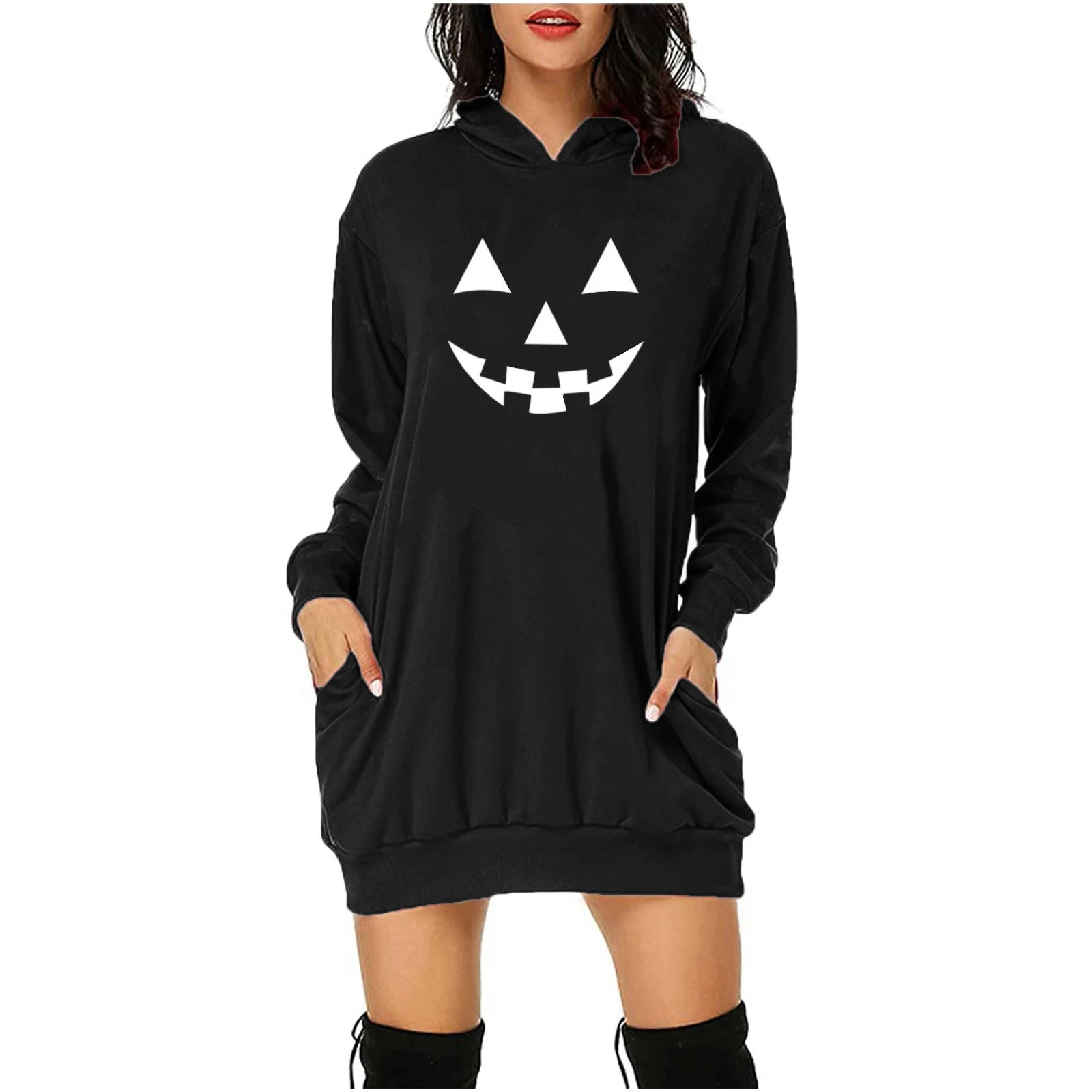 European and American Minimalist Face Printed Women's Hoodie 3D Loose Sports Casual Dress Fashion Versatile Hoodie