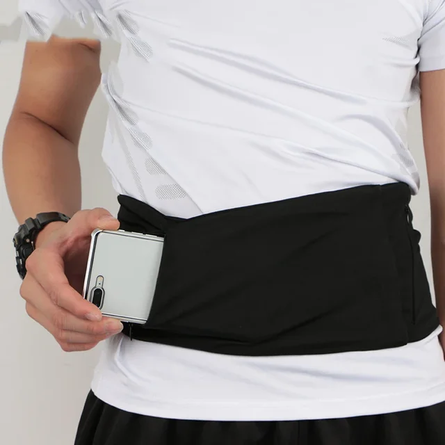 QUESHARK 8 Inch High Capacity Elastic Running Waist Bag 3 Zipper Pockets Gym Jogging Cycling Outdoor Sport Waistband Pack 4