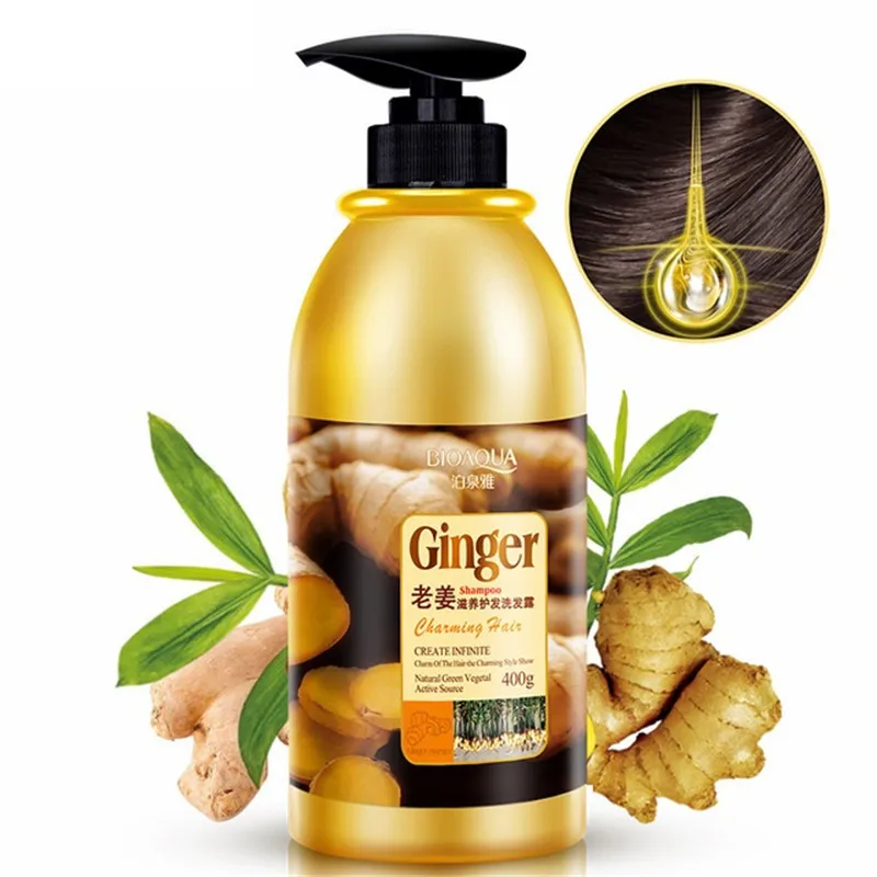 

Herbal Ginger Hair Shampoo No Silicone Oil Oil Control Anti Dandruff Itching Cleansing Professional Hair Scalp Treatment 400ml