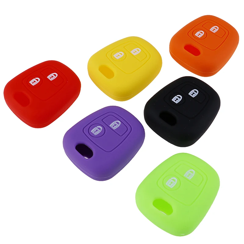 

2 Buttons Silicone Rubber Car Remote Key Case Cover For 107 206 307 207 408 Key Protector Holder Shell